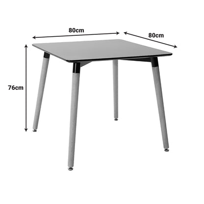 Τραπέζι Natali MDF Μαύρο-Πόδια Φυσικό 80x80x76