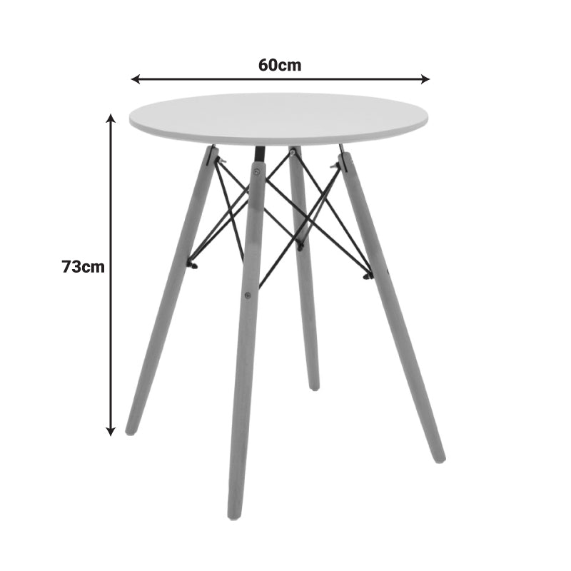 Τραπέζι Julita MDF Λευκό και Ξύλο Οξιάς σε Φυσική Απόχρωση Φ60x73