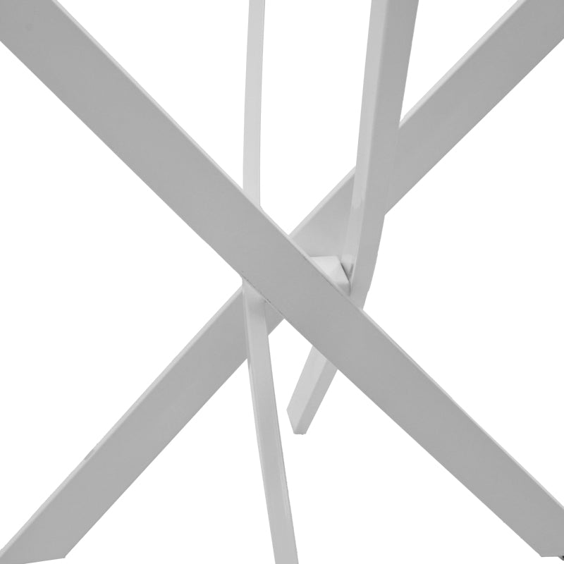 Τραπέζι Antoro Γυαλί και Μεταλλικά Πόδια σε Λευκή Απόχρωση Φ100x75