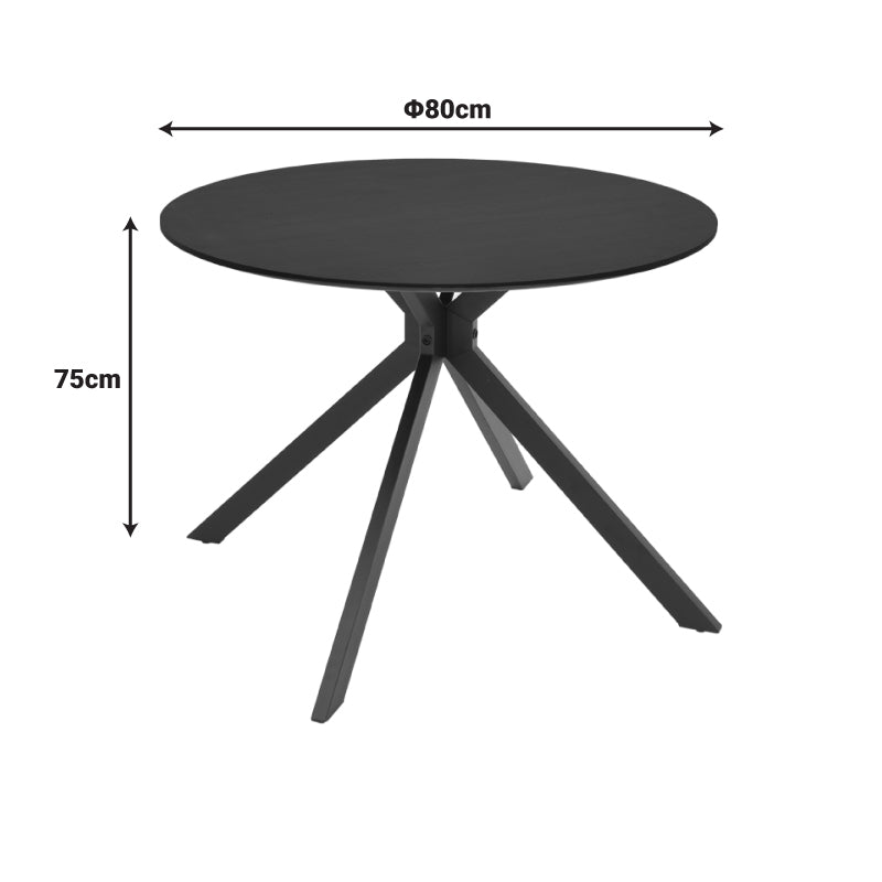 Τραπέζι Xuson Μαύρο MDF-Πόδι Μαύρο Μέταλλο Φ80x75