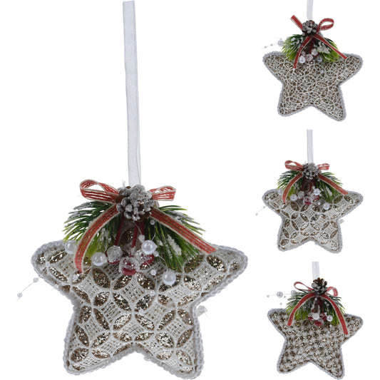 Στολίδι Αστεράκι Χρυσό με Δαντέλα 12εκ 3 Σχδ