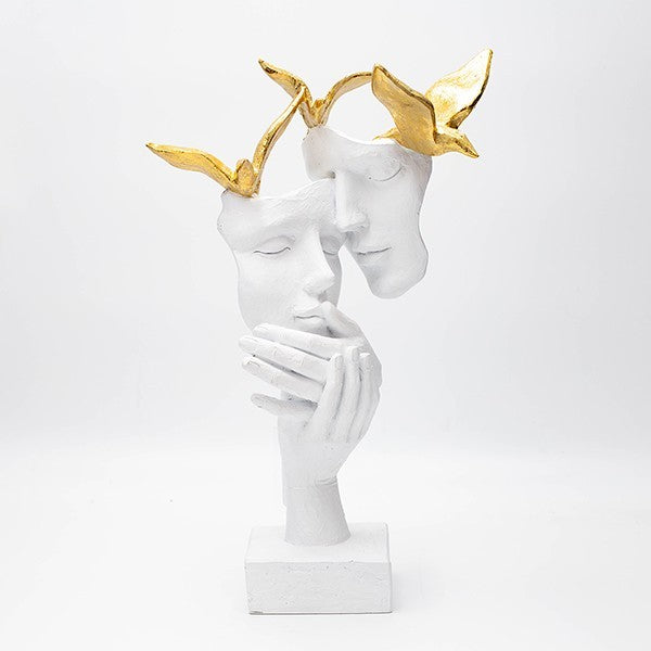 ΔΙΑΚΟΣΜΗΤΙΚΟ ΖΕΥΓΑΡΙ & ΠΕΡΙΣΤΕΡΙΑ ΠΟΛΥΡΕΖΙΝ ΛΕΥΚΟ-ΧΡΥΣΟ 22.2x11.7x33.5