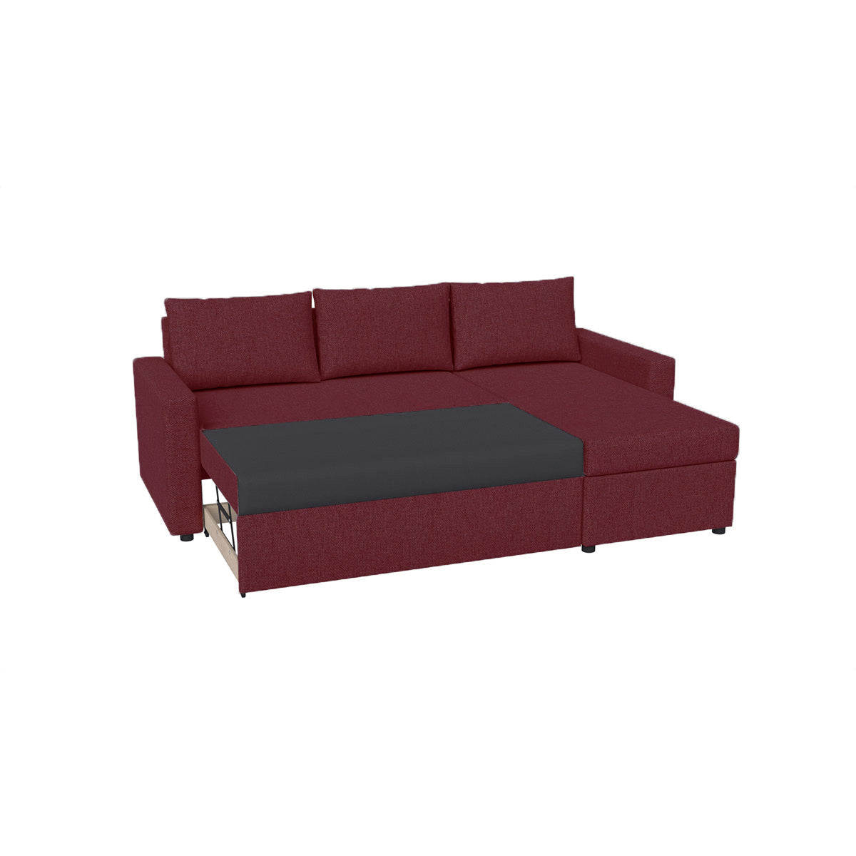 Γωνιακός Καναπές Κρεβάτι Concept με Αναστρέψιμη Γωνία & Αποθηκευτικό Χώρο Μπορντώ 218x153x80