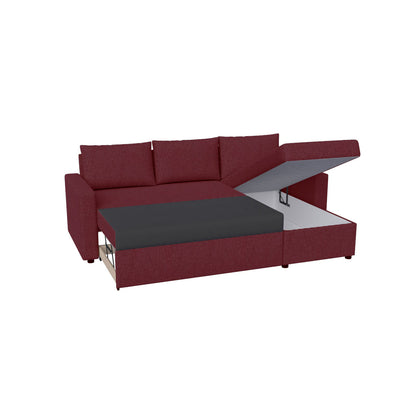 Γωνιακός Καναπές Κρεβάτι Concept με Αναστρέψιμη Γωνία & Αποθηκευτικό Χώρο Μπορντώ 218x153x80