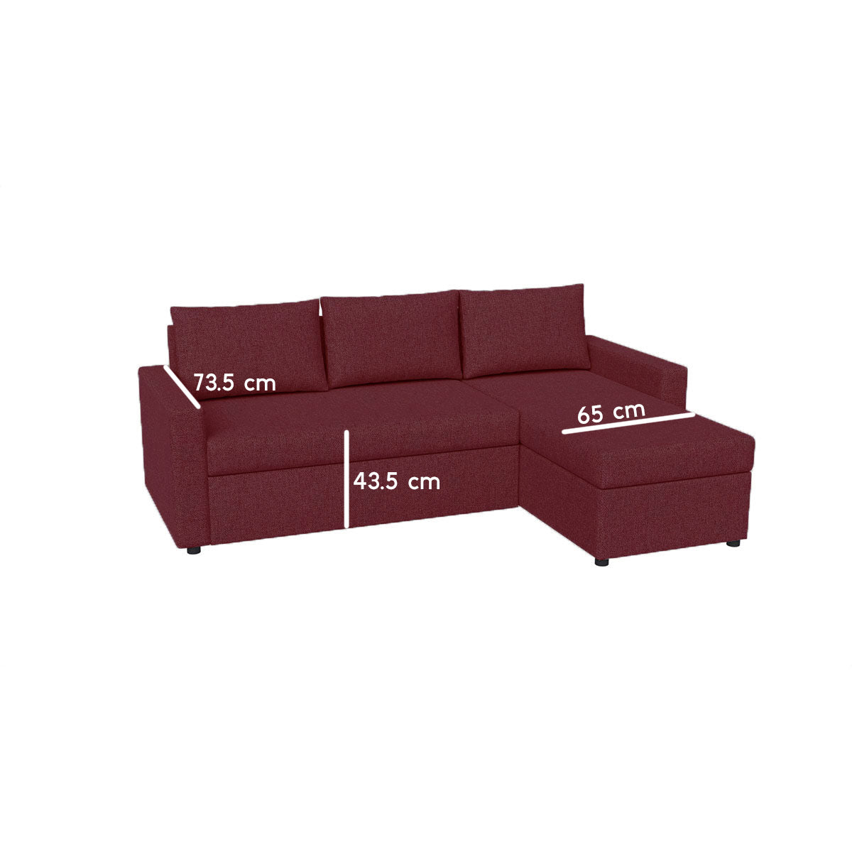 Γωνιακός Καναπές Κρεβάτι Concept με Αναστρέψιμη Γωνία & Αποθηκευτικό Χώρο Μπορντώ 218x153x80