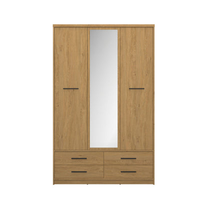 Ντουλάπα Τρίφυλλη με Καθρέφτη Pavi Βελανιδιά 124.6x55.1x197.2