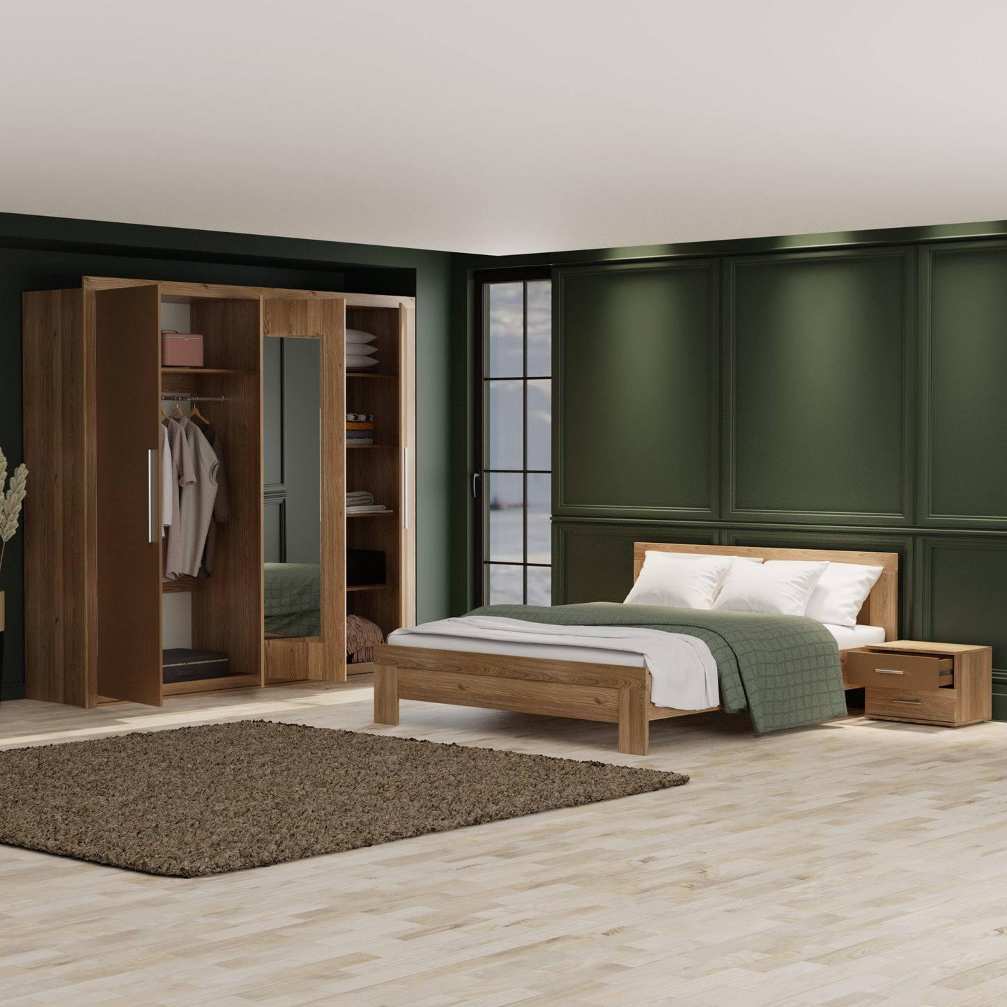 Κρεβάτι Juliet Διπλό με Τάβλες Χρυσός Δρυς 160x200εκ