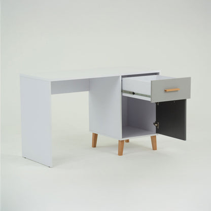 Γραφείο Timmy Λευκό-Γραφίτη-Γκρι 120x53.7x77