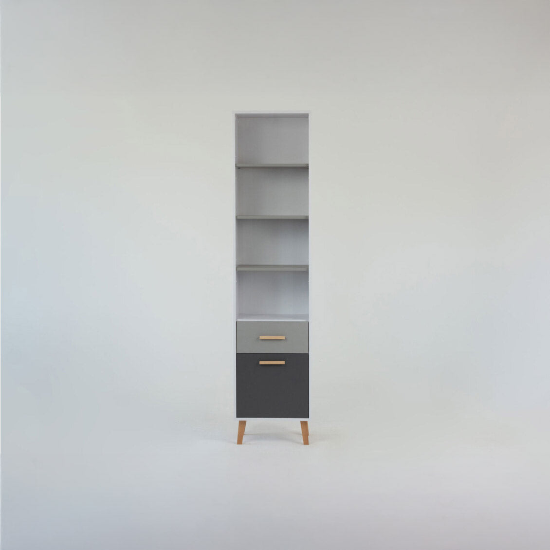 Βιβλιοθήκη Timmy Λευκό-Γραφίτη-Γκρι 46.8x36x199