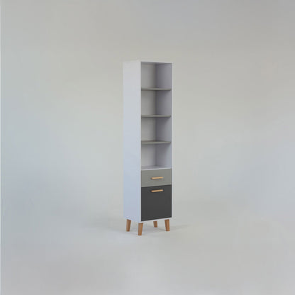 Βιβλιοθήκη Timmy Λευκό-Γραφίτη-Γκρι 46.8x36x199