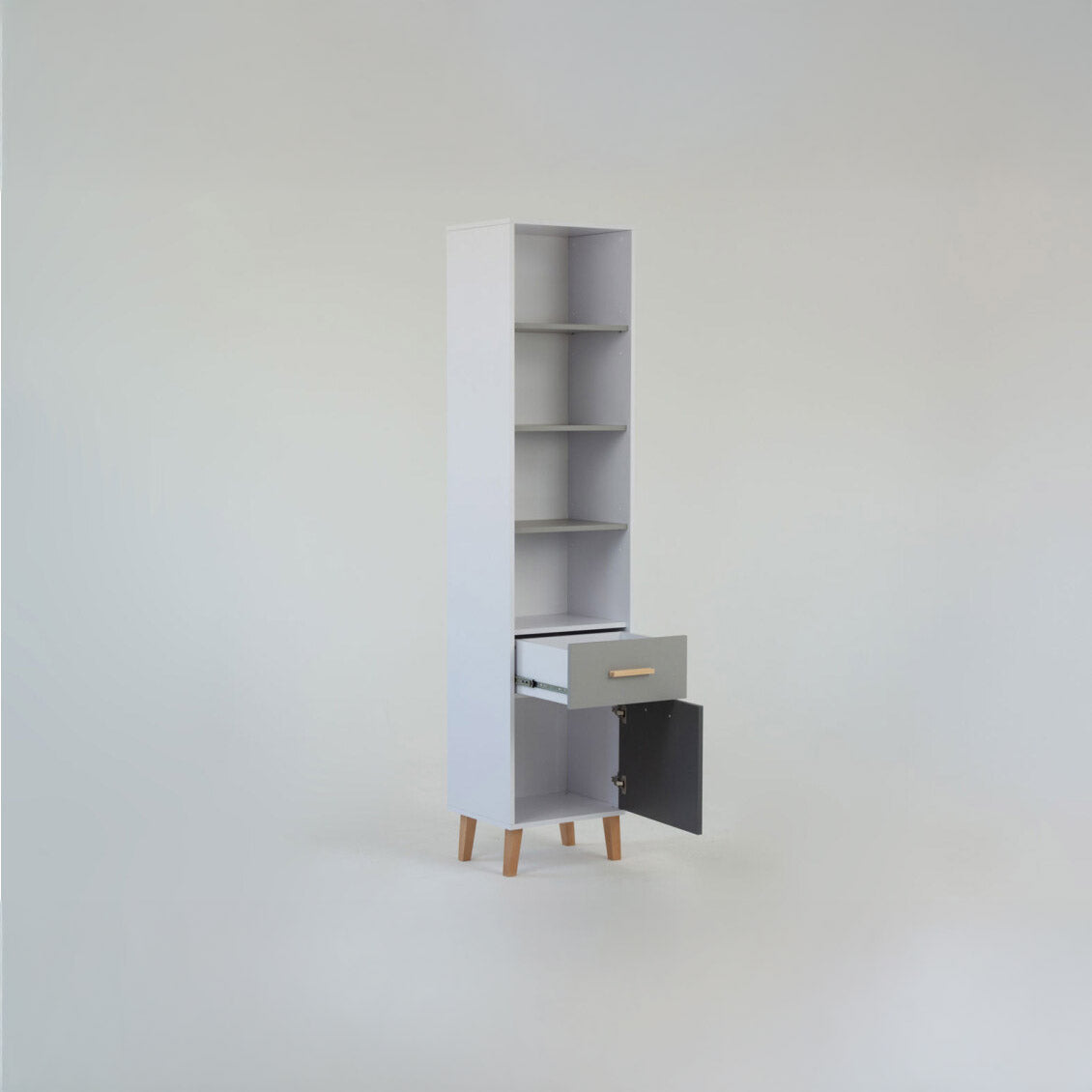 Βιβλιοθήκη Timmy Λευκό-Γραφίτη-Γκρι 46.8x36x199