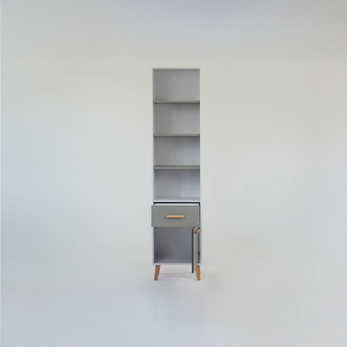 Βιβλιοθήκη Timmy Λευκό-Γραφίτη-Γκρι 46.8x36x199