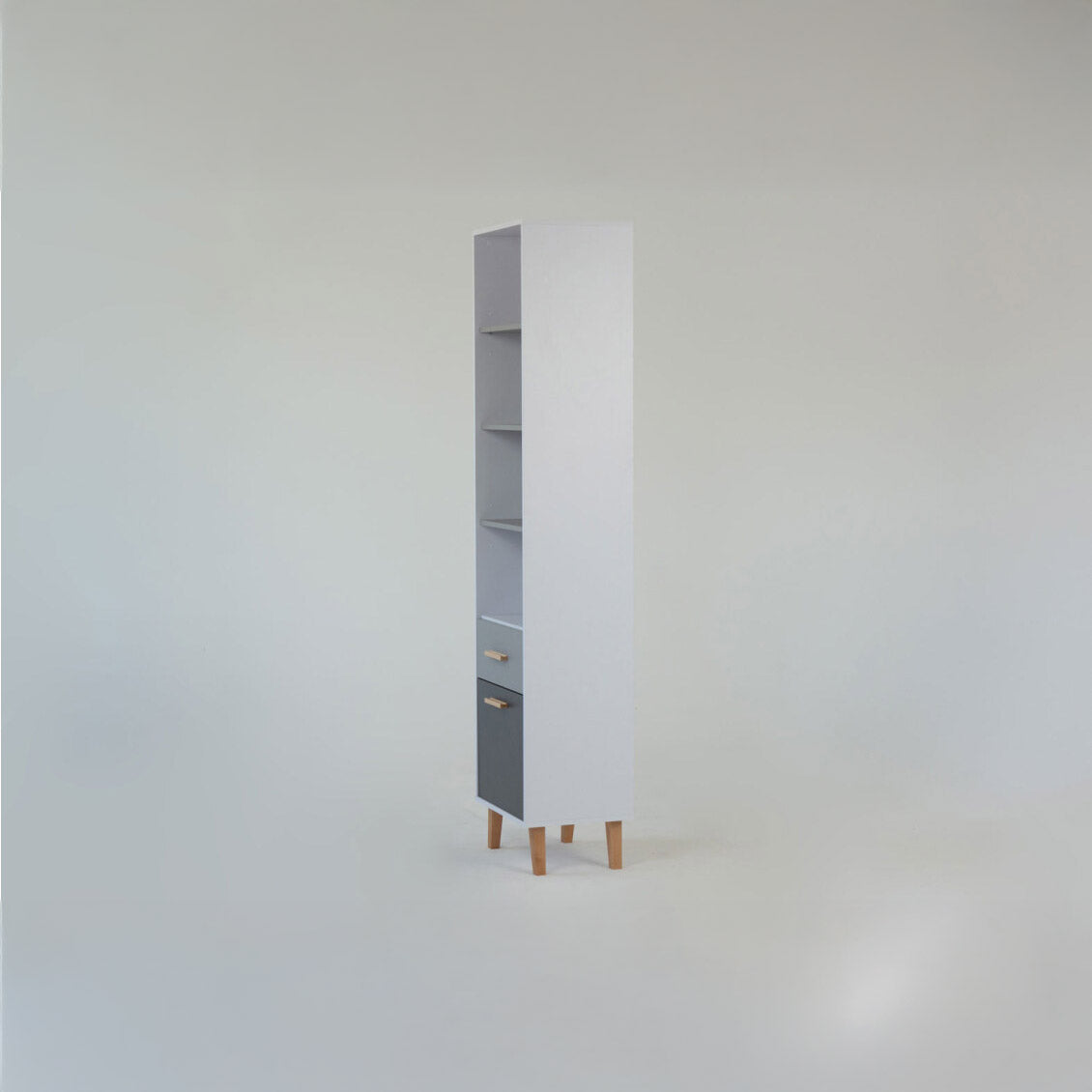 Βιβλιοθήκη Timmy Λευκό-Γραφίτη-Γκρι 46.8x36x199