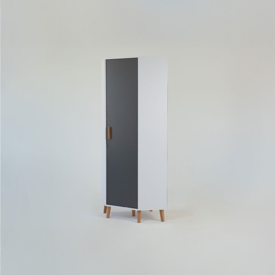 Γωνιακή Ντουλάπα Timmy Λευκό-Γραφίτη-Γκρι 71.3x71.3x199