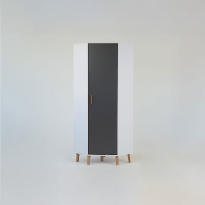 Γωνιακή Ντουλάπα Timmy Λευκό-Γραφίτη-Γκρι 71.3x71.3x199