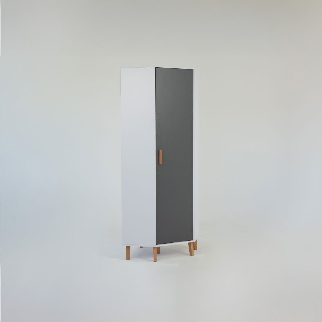 Γωνιακή Ντουλάπα Timmy Λευκό-Γραφίτη-Γκρι 71.3x71.3x199