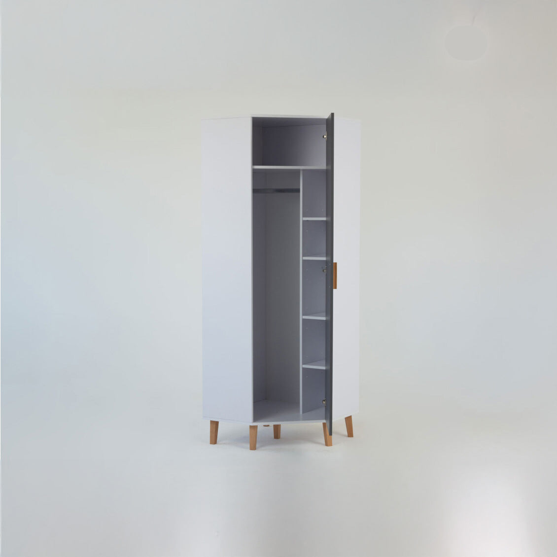 Γωνιακή Ντουλάπα Timmy Λευκό-Γραφίτη-Γκρι 71.3x71.3x199