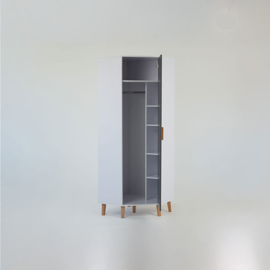 Γωνιακή Ντουλάπα Timmy Λευκό-Γραφίτη-Γκρι 71.3x71.3x199