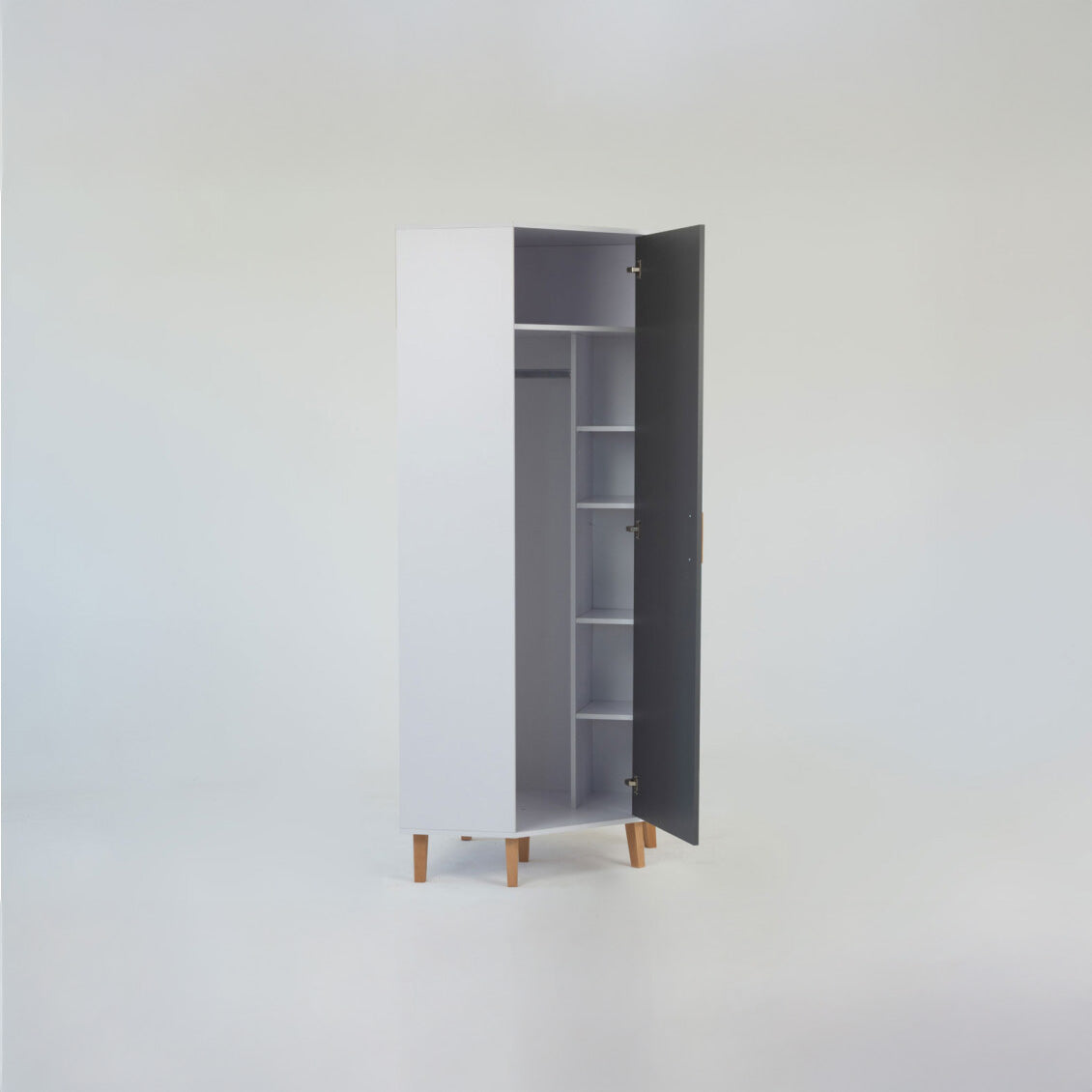 Γωνιακή Ντουλάπα Timmy Λευκό-Γραφίτη-Γκρι 71.3x71.3x199