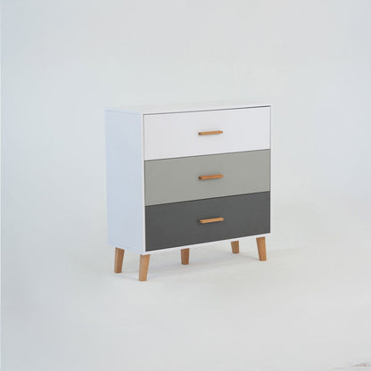 Συρταριέρα Timmy Λευκό-Γραφίτη-Γκρι 90x36x92