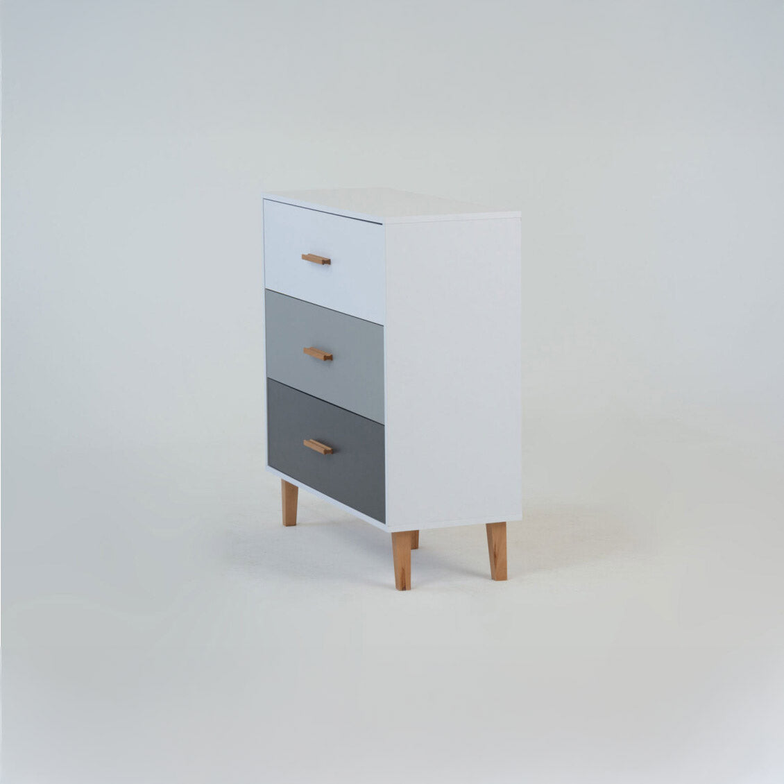 Συρταριέρα Timmy Λευκό-Γραφίτη-Γκρι 90x36x92