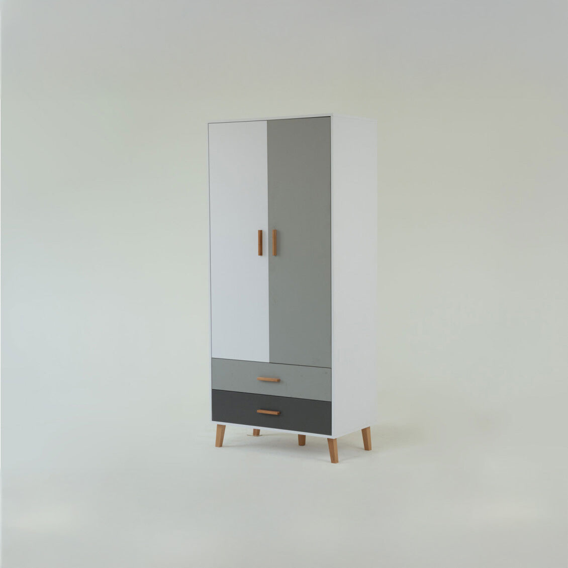 Ντουλάπα Timmy 2D2S Λευκό-Γραφίτη-Γκρι 90x50x199