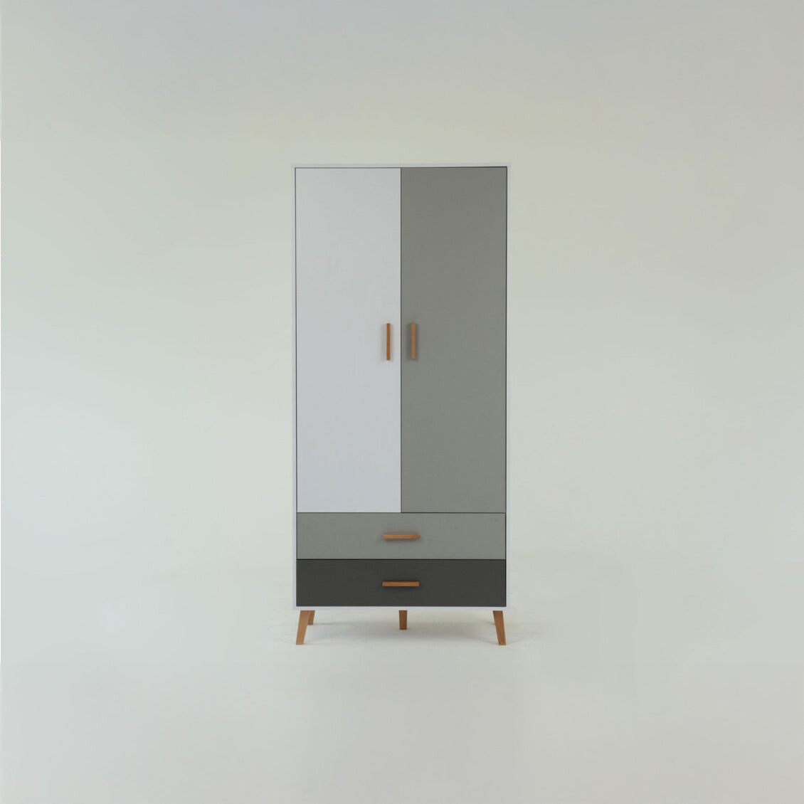 Ντουλάπα Timmy 2D2S Λευκό-Γραφίτη-Γκρι 90x50x199