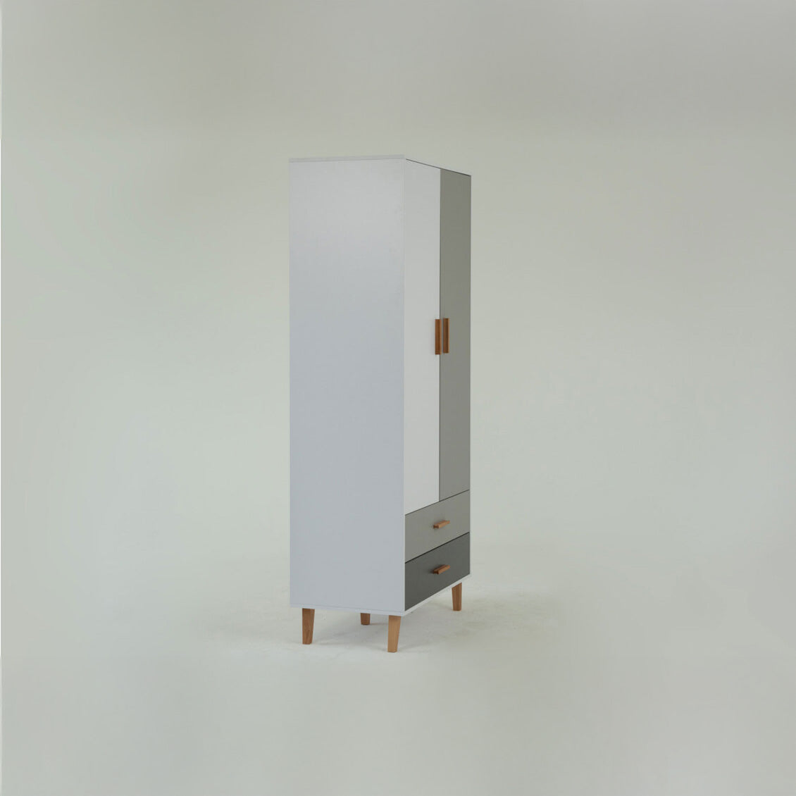 Ντουλάπα Timmy 2D2S Λευκό-Γραφίτη-Γκρι 90x50x199