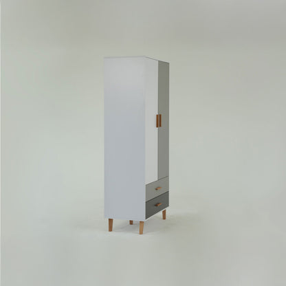Ντουλάπα Timmy 2D2S Λευκό-Γραφίτη-Γκρι 90x50x199