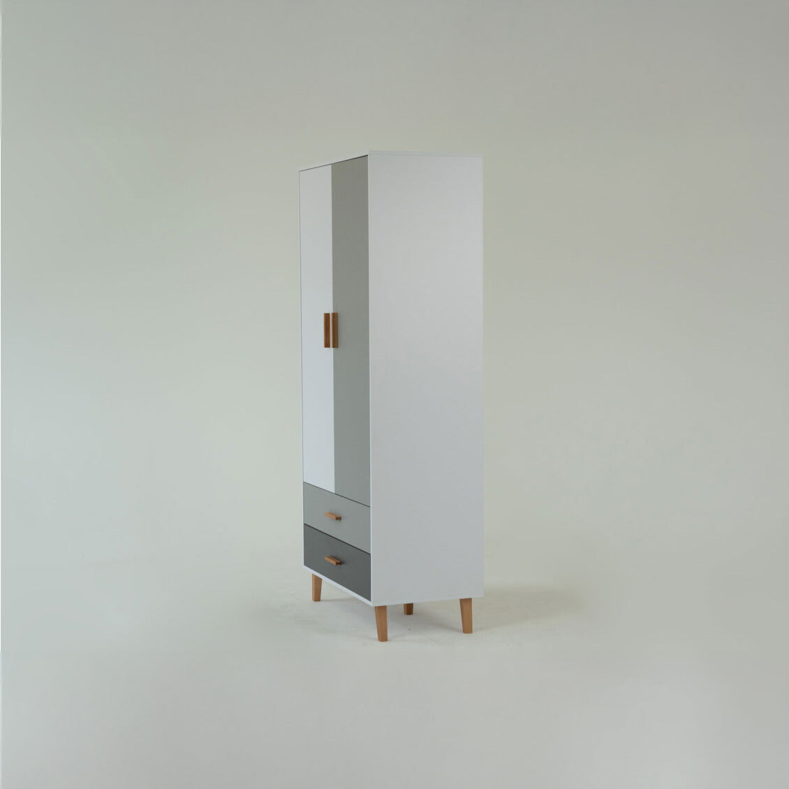 Ντουλάπα Timmy 2D2S Λευκό-Γραφίτη-Γκρι 90x50x199