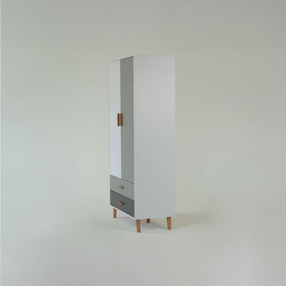 Ντουλάπα Timmy 2D2S Λευκό-Γραφίτη-Γκρι 90x50x199