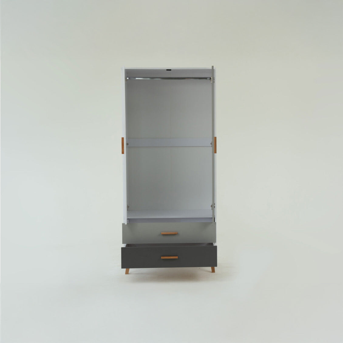 Ντουλάπα Timmy 2D2S Λευκό-Γραφίτη-Γκρι 90x50x199