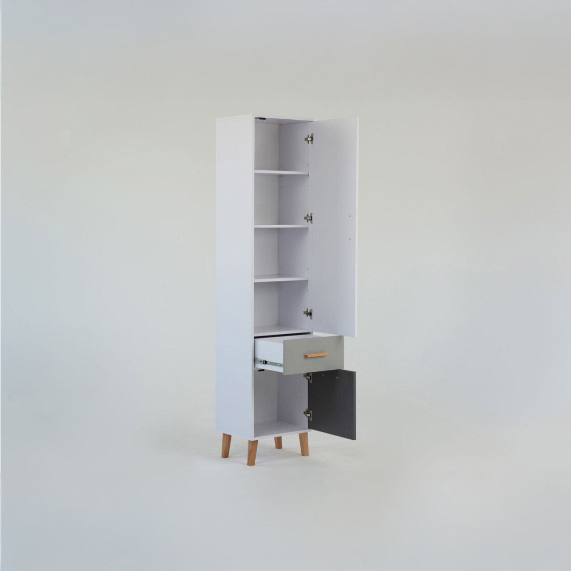 Ραφιέρα Timmy Λευκό-Γραφίτη-Γκρι 46.8x36x199