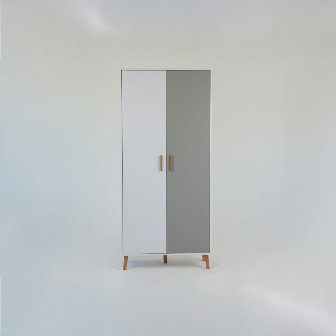 Ντουλάπα Timmy 2D Λευκό-Γραφίτη-Γκρι 90x50x199