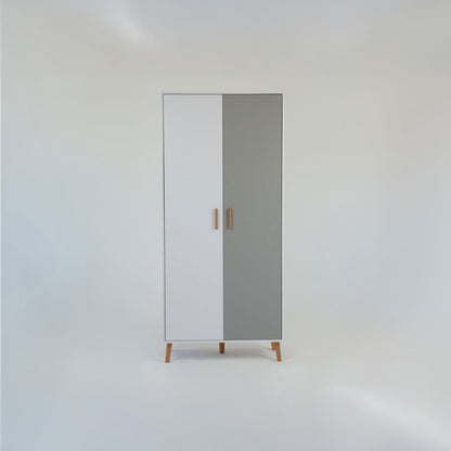 Ντουλάπα Timmy 2D Λευκό-Γραφίτη-Γκρι 90x50x199