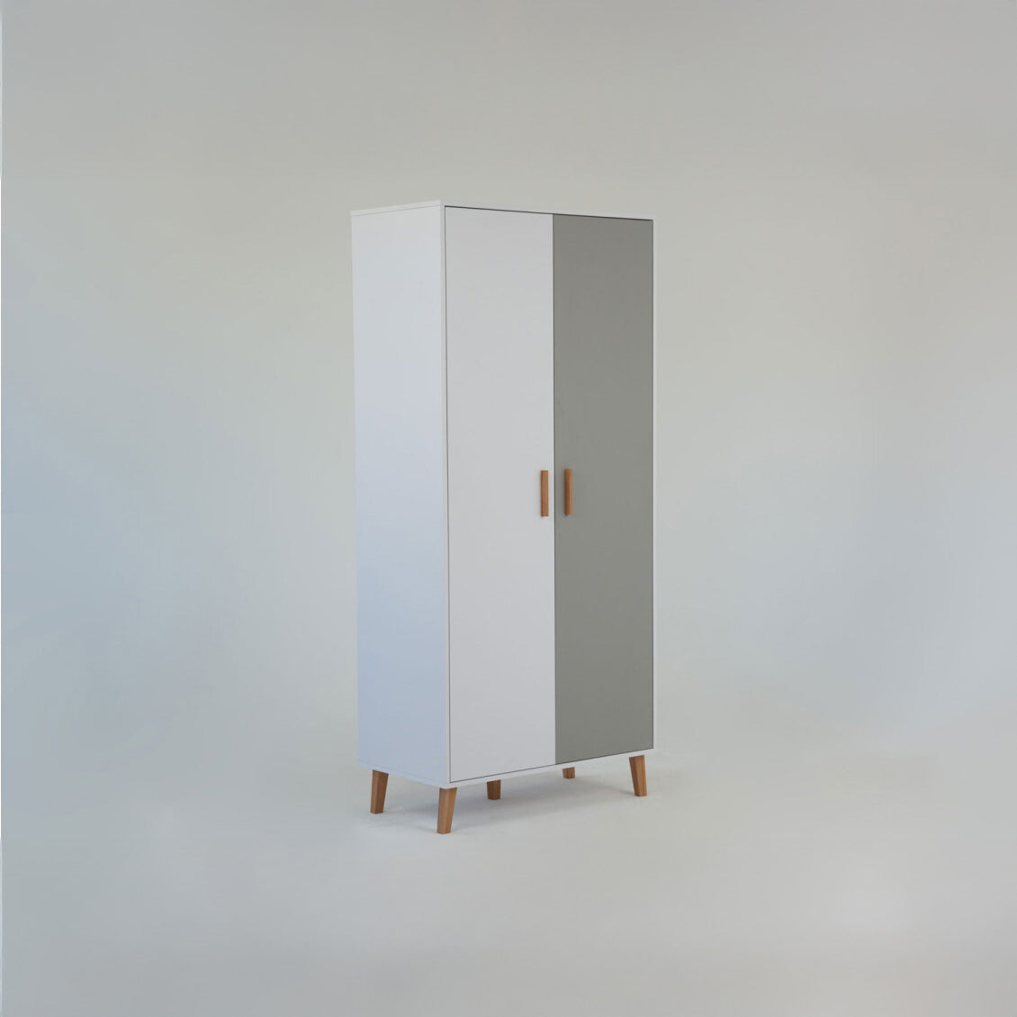 Ντουλάπα Timmy 2D Λευκό-Γραφίτη-Γκρι 90x50x199