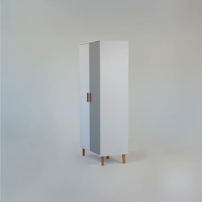 Ντουλάπα Timmy 2D Λευκό-Γραφίτη-Γκρι 90x50x199