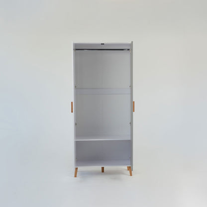 Ντουλάπα Timmy 2D Λευκό-Γραφίτη-Γκρι 90x50x199