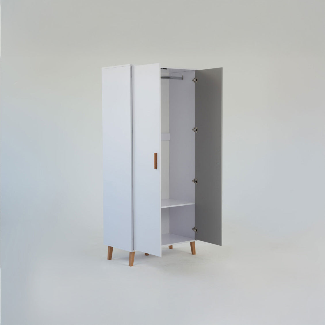 Ντουλάπα Timmy 2D Λευκό-Γραφίτη-Γκρι 90x50x199