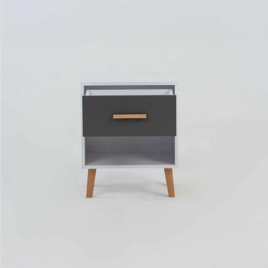 Κομοδίνο Timmy Λευκό-Γραφίτη-Γκρι 46.8x36x57.1