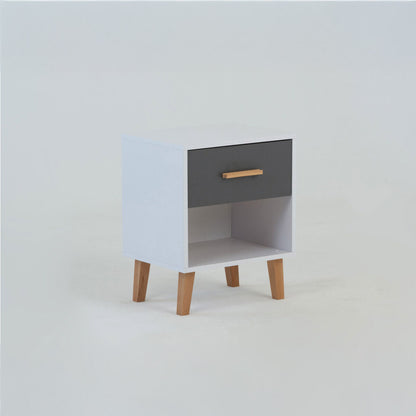 Κομοδίνο Timmy Λευκό-Γραφίτη-Γκρι 46.8x36x57.1