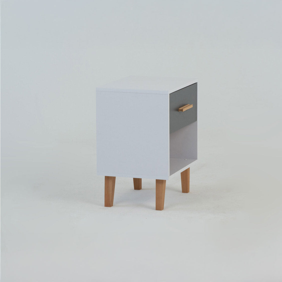 Κομοδίνο Timmy Λευκό-Γραφίτη-Γκρι 46.8x36x57.1