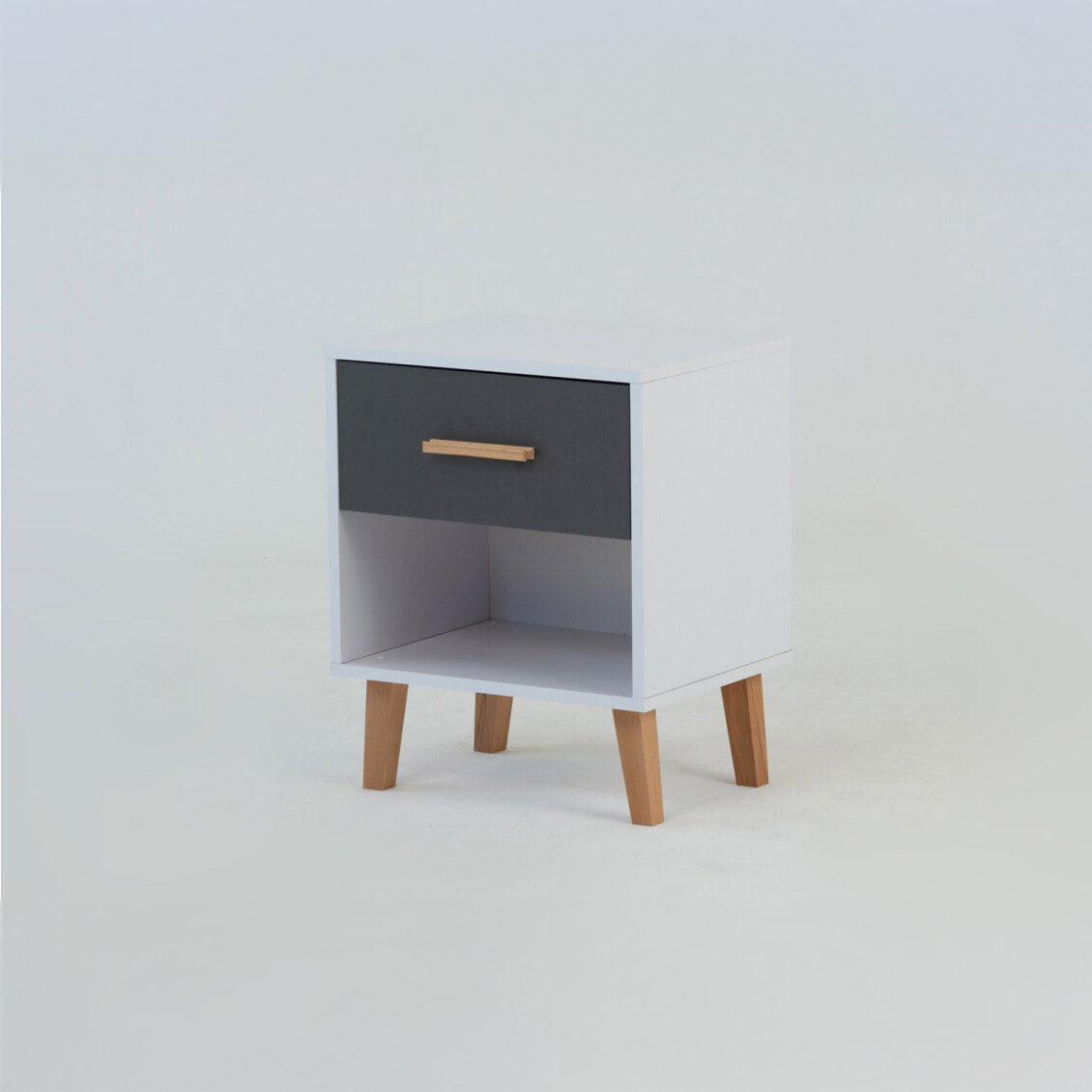 Κομοδίνο Timmy Λευκό-Γραφίτη-Γκρι 46.8x36x57.1