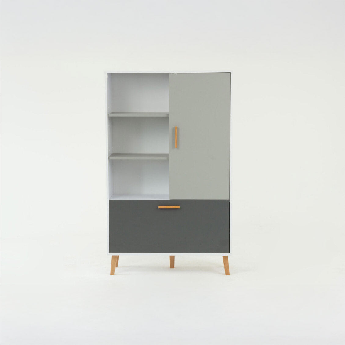 Ραφιέρα Timmy Λευκό-Γραφίτη-Γκρι 90x36x147