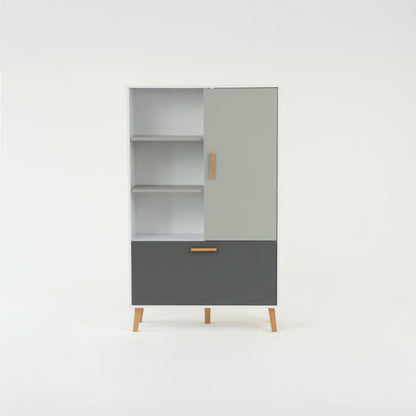 Ραφιέρα Timmy Λευκό-Γραφίτη-Γκρι 90x36x147