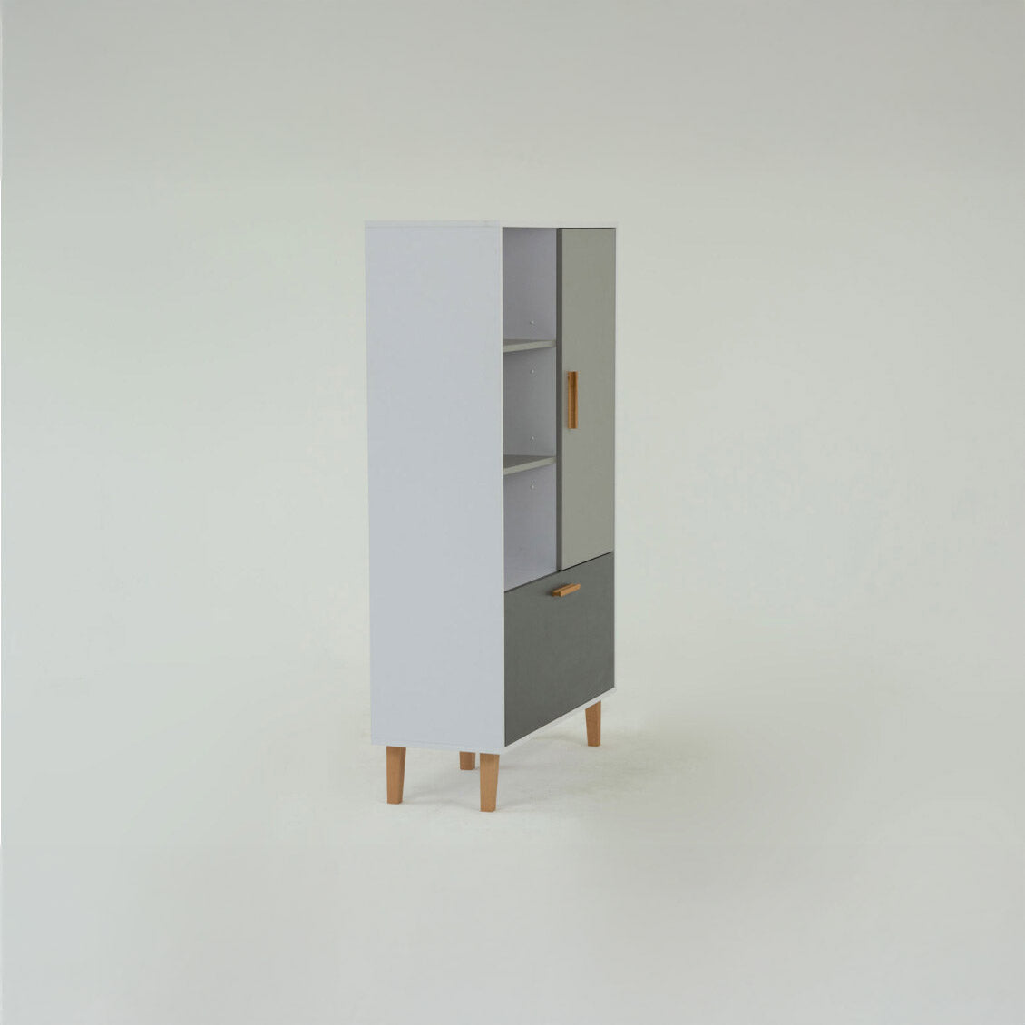 Ραφιέρα Timmy Λευκό-Γραφίτη-Γκρι 90x36x147