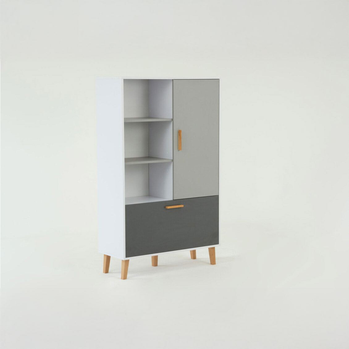 Ραφιέρα Timmy Λευκό-Γραφίτη-Γκρι 90x36x147