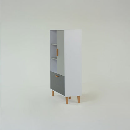 Ραφιέρα Timmy Λευκό-Γραφίτη-Γκρι 90x36x147