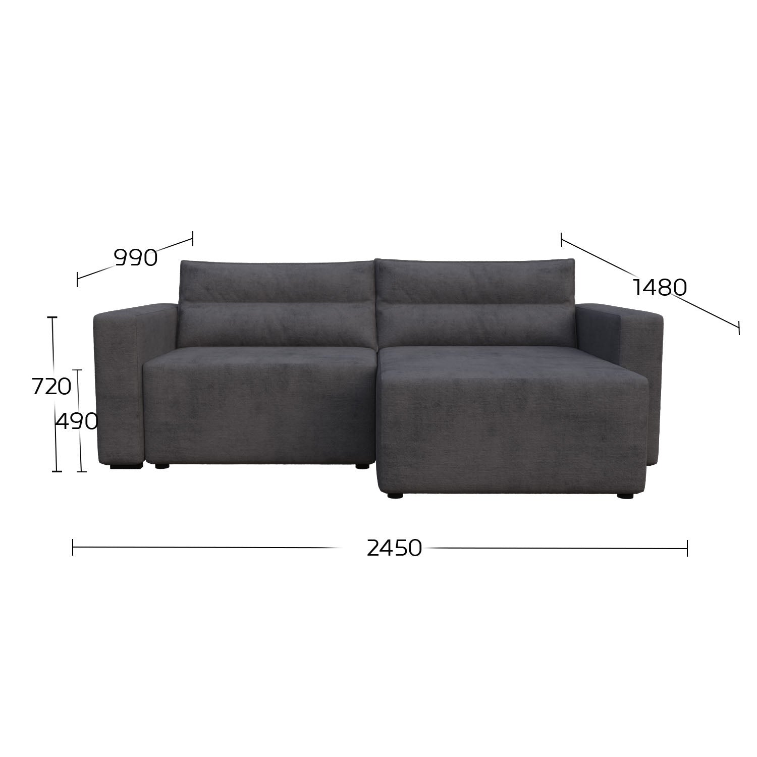 Γωνιακός Καναπές Κρεβάτι Silver με Αναστρέψιμη Γωνία Σκούρο Μπλε 245x148x94