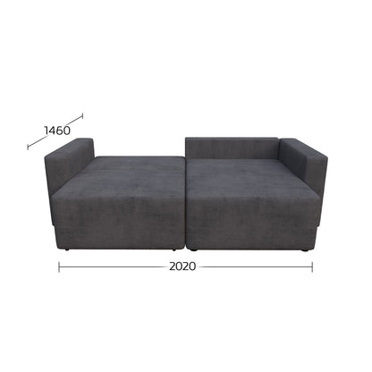 Γωνιακός Καναπές Κρεβάτι Silver με Αναστρέψιμη Γωνία Σκούρο Μπλε 245x148x94